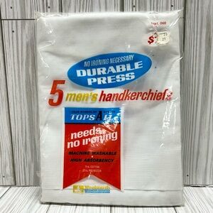 Vintage Woolworth Mens White Cotton Poly Handkerchiefs Package of 4 NOS